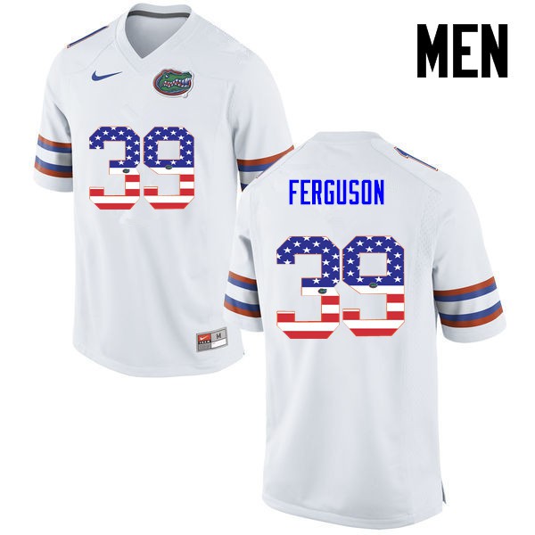 Florida Gators Men #39 Ryan Ferguson College Football Jersey USA Flag Fashion White